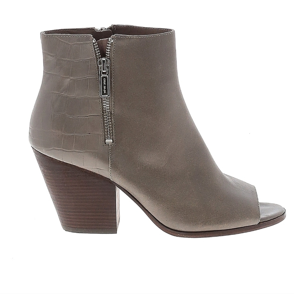 New. Cole Haan. Gray Peep Toe Leather Bootie